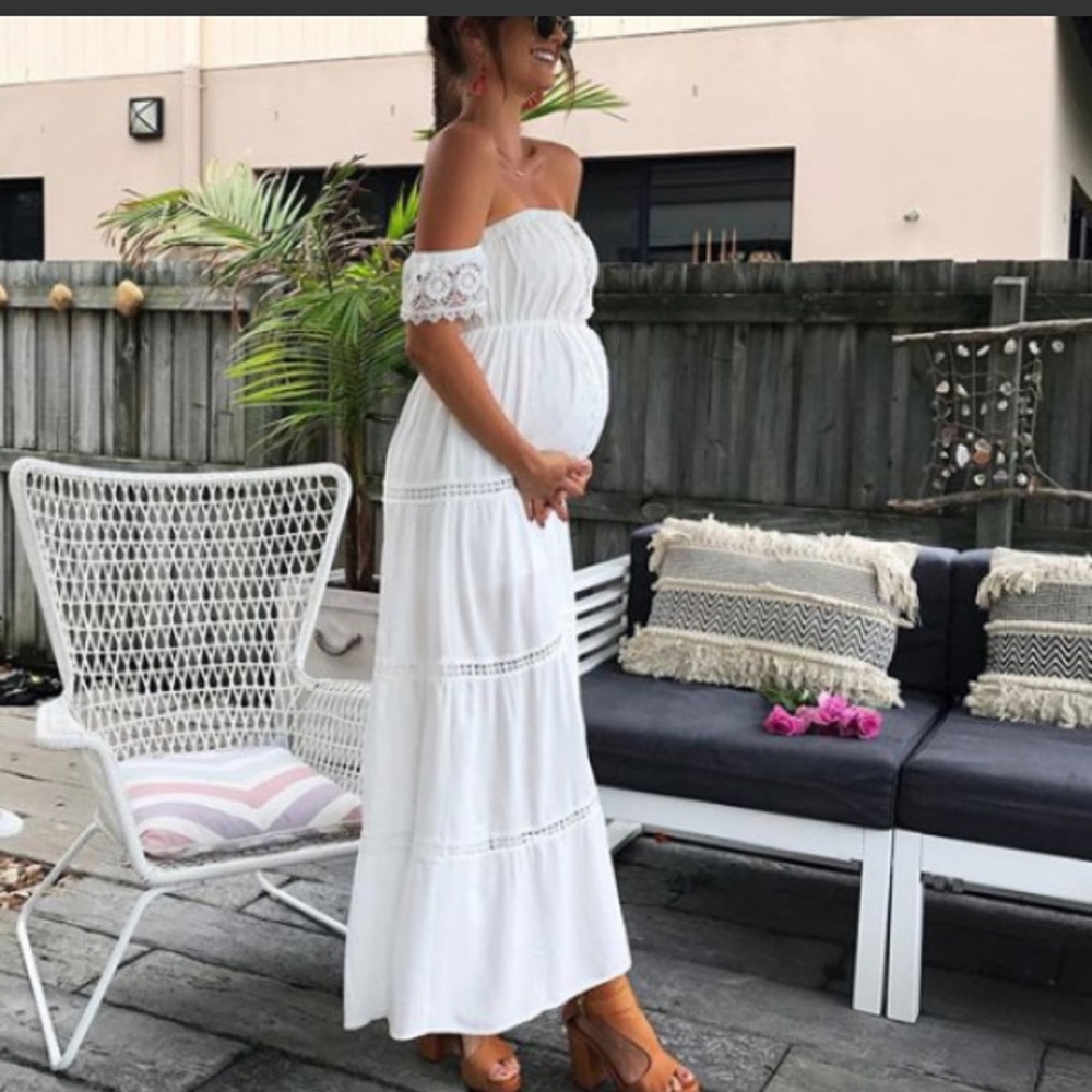Maternity Off Shoulder Lace Dress